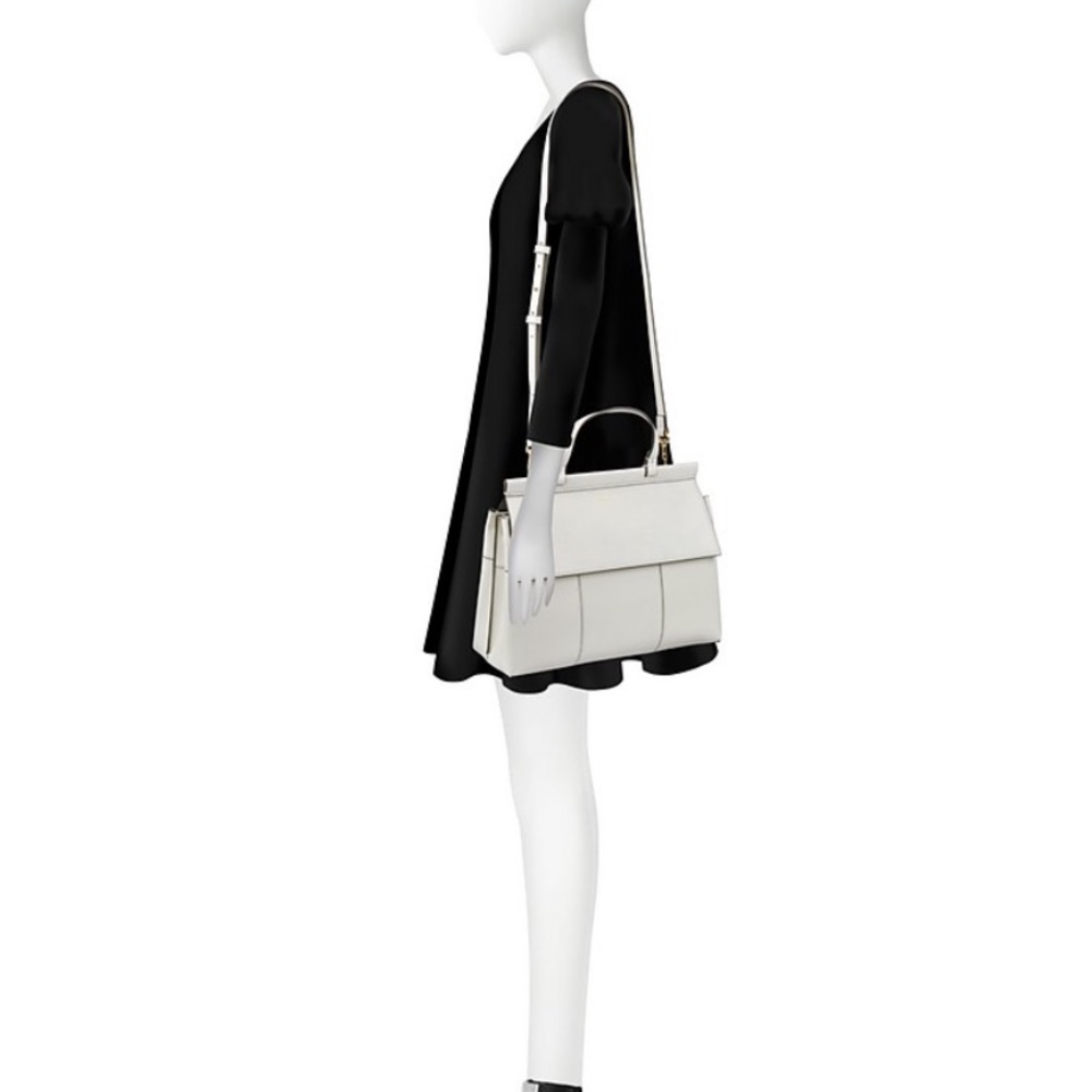 TORY BURCH Ivory Leather Top Handle Satchel Bag - Picture 7 of 7